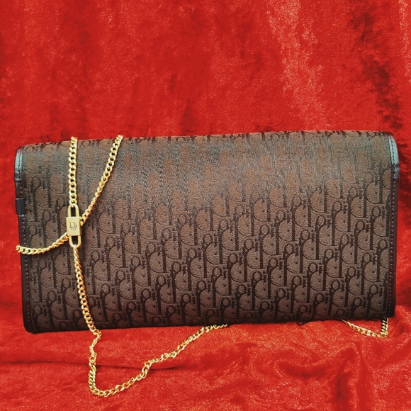 Christian Dior Vintage Clutch Purse Authentic Monogram Made France Frame 1980s - Picture 4 of 12